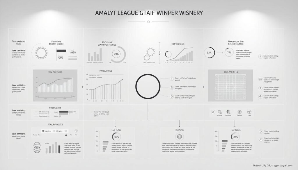 Detailed analytical diagram showcasing the methodology for examining late game-winning goals in a soccer league. A minimalist wireframe grid layout in neutral tones, with data visualizations and infographic icons demonstrating the process from raw statistics to final insights. Crisp, technical lighting illuminates the clean, modern composition, with a sense of precision and intellectual rigor befitting the subject matter. The overall tone is authoritative yet elegant, designed to seamlessly integrate into the accompanying article on statistical analysis.